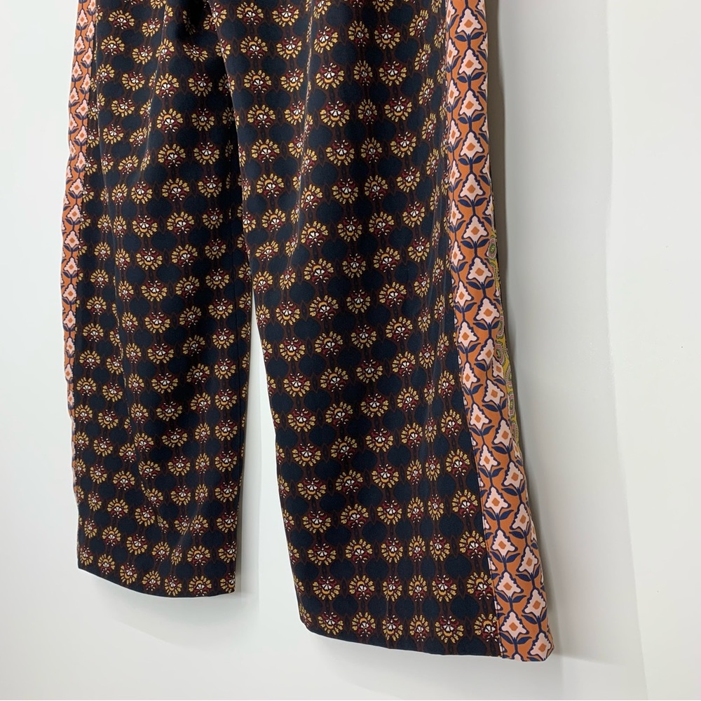 Zara Mixed Print Boho Pull On Wide Leg Cropped Pants High Rise/Drop Crotch Sz Lg - Picture 10 of 16
